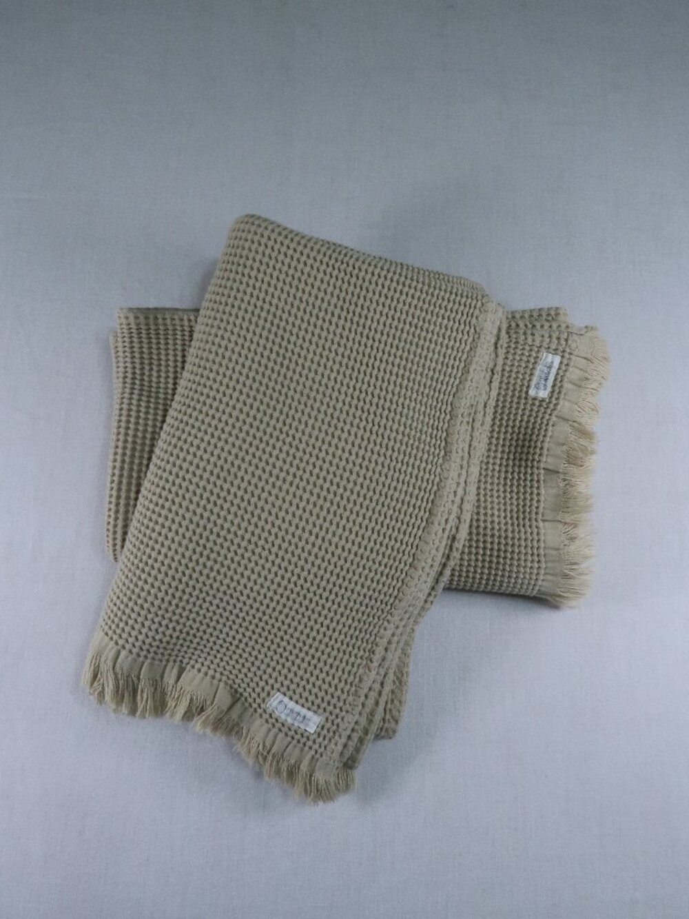 Sandcloud 100% Cotton Turkish Made Waffle Bath Towel Beige Fringe Spa